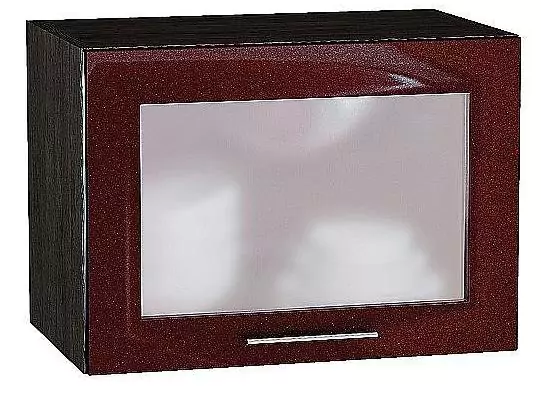 Шкаф верхний горизонтальный остекленный Валерия-М 500 Гранатовый металлик/Венге