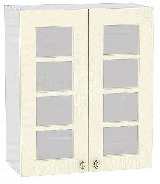 Шкаф верхний с 2-мя остекленными дверцами Прованс 720х600 Ваниль/Белый