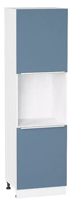 Шкаф пенал с 2-мя дверцами под технику Фьюжн 2140 Силки Синий/Белый
