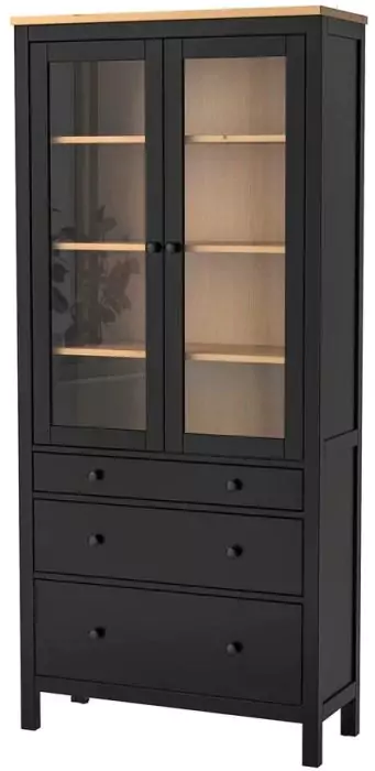 Шкаф-витрина с 3 ящиками HEMNES дизайн 4