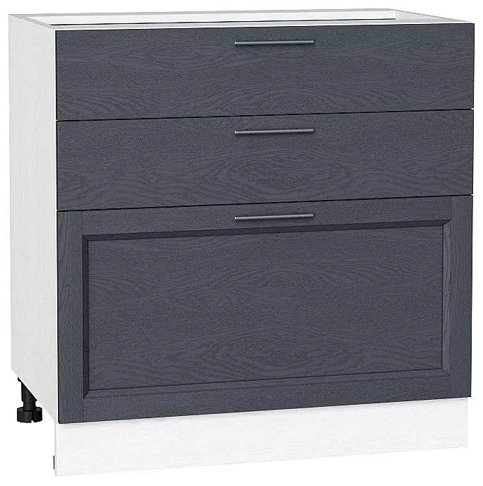 Шкаф нижний с 3-мя ящиками Сканди 800 Графит Софтвуд/Белый