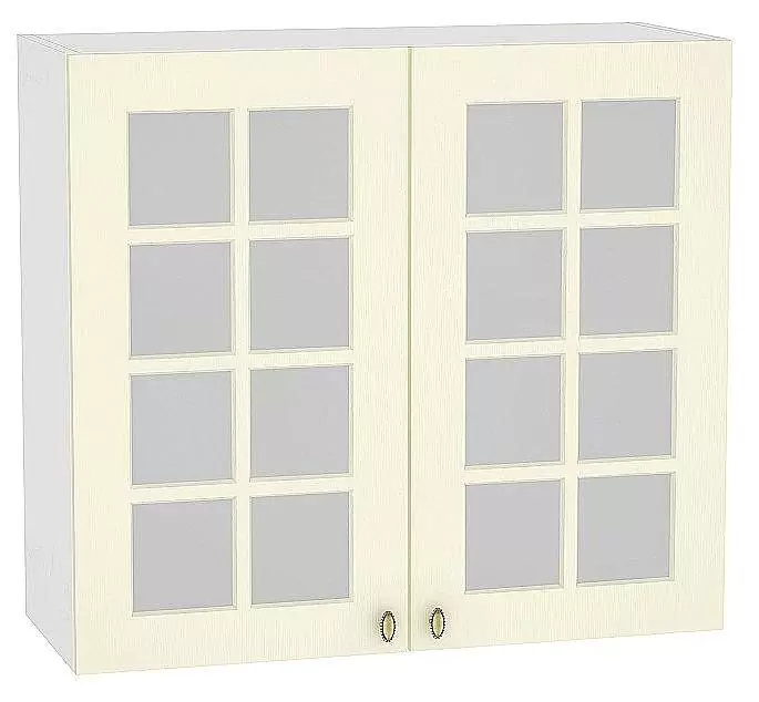 Шкаф верхний с 2-мя остекленными дверцами Прованс 920х800 Ваниль/Белый