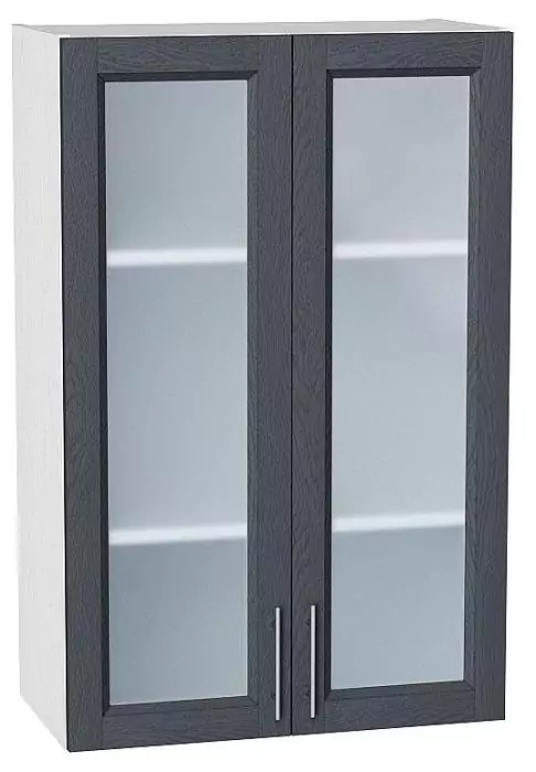 Шкаф верхний с 2-мя остекленными дверцами Сканди 920х600 Графит Софтвуд/Белый
