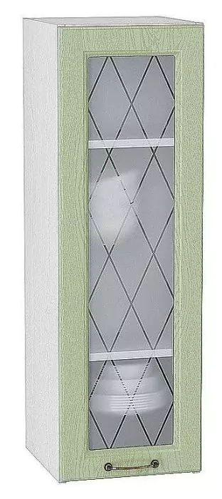 Шкаф верхний с 1-ой остекленной дверцей Ницца 920х300 Дуб оливковый/Белый