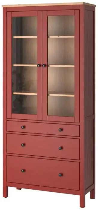 Шкаф-витрина с 3 ящиками HEMNES дизайн 6