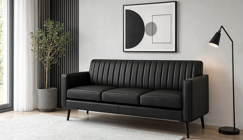Прямой диван Марта-1, Черный