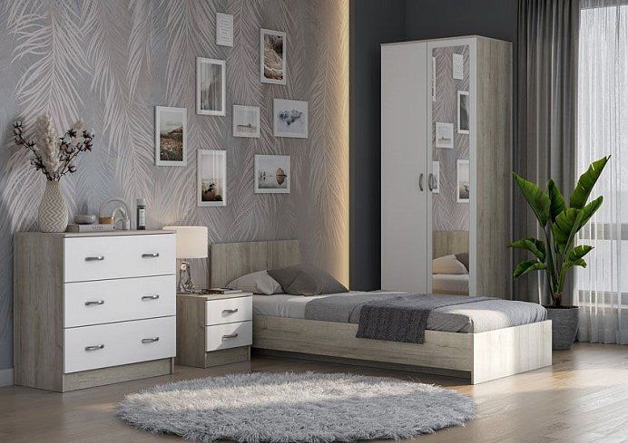 Кровать Ронда КР-080 (дуб крафт серый), Бежевый