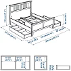 Каркас кровати с 4 ящиками ХЕМНЕС, Белый