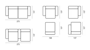 Диван двухсекционный Фиджи Без механизма Желтый