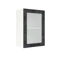 Шкаф верхний со стеклом ШВС 500 Нувель (бетон черный) 