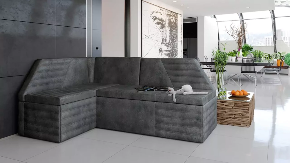 Кухонный угловой диван со спальным местом Лондон, Серый {3931561} – купитьв Твери за 39000 руб в интернет-магазине Divano.ru