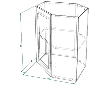 Шкаф верхний угловой со стеклом ШВУС 600 Нувель (бетон черный) Черный