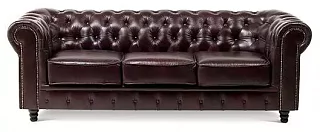 Кожаный диван Честер Люкс Без механизма Коричневый 